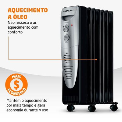 Aquecedor A óleo Mondial A-06 -220v-preto/prata 220V