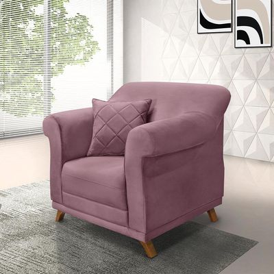 Kit 2 Poltronas Decorativas com 2 Almofadas Armstrong Veludo Uva  - Gran Belo