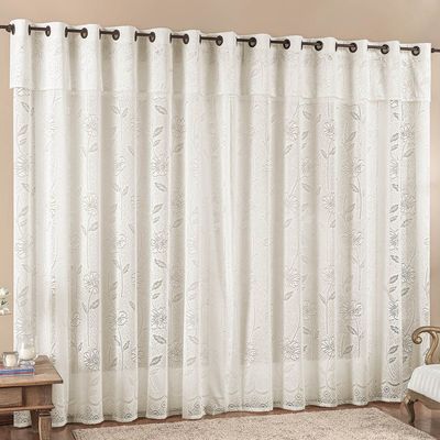Cortina para Varão Luna 3,00 x 2,50 Metros Alt Renda Trabalhada - Palha