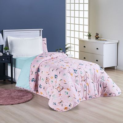 Edredom Cobertor Lutti Solteiro Infantiil Dupla Face 200 Fios Raposa Foxy Rosa