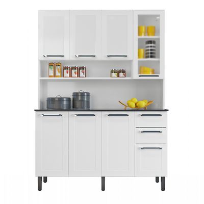 Cozinha Compacta Itatiaia Florença 140 em Aço 8 Portas 2 Gavetas Branco