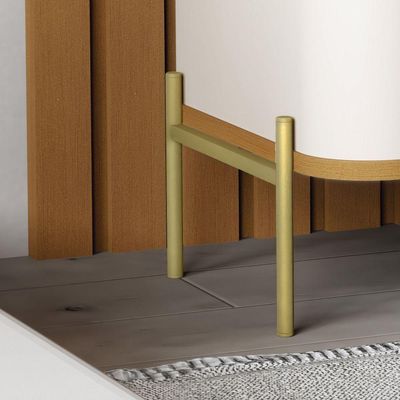 Mesa De Cabeceira Slim Tucupi Off White Com Nature Pe Dourado - Moveis Jb