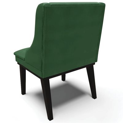 Kit 6 Cadeiras Decorativas Sala de Jantar Base Fixa de Madeira Firenze Veludo Verde/Preto G19 - Gran Belo