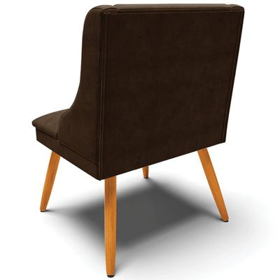 Kit 4 Cadeiras Decorativas Sala de Jantar Pés Palito de Madeira Firenze Suede Marrom/Natural G19 - Gran Belo