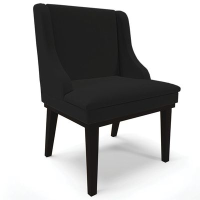 Cadeira Decorativa Sala de Jantar Base Fixa de Madeira Firenze Linho Preto G19 - Gran Belo