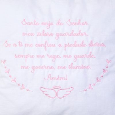 Almofada De Oração Bebês Bordada Rosa Papi 22Cm X 26Cm