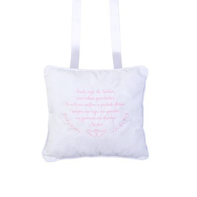 Almofada De Oração Bebês Bordada Rosa Papi 22Cm X 26Cm