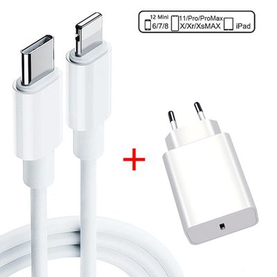 Cabo Carregador Usb C + Caixinha Tomada 20W Para Iphone Novo
