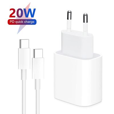 Cabo Carregador Usb C + Caixinha Tomada 20W Para Iphone Novo