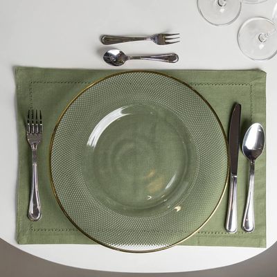 Sousplat em Cristal Wolff Thin Edge 32,5cm Dourado Mesa Posta de Luxo e Requinte