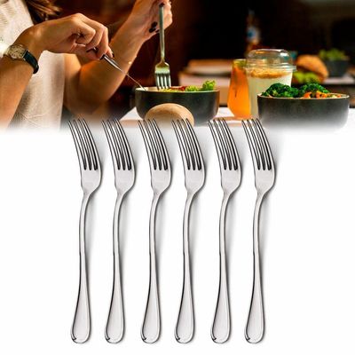 Kit 6 Garfos Aço Inox Talher Mesa Cozinha Buffet Restaurante