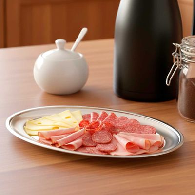 Travessa Bandeja Oval Rasa Aço Inox Buffet Restaurante 20cm e 30cm