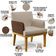 Kit 04 Poltronas Decorativas Base Mel Beatriz W01 Linho Bege Couríssimo Marrom - Lyam Decor