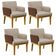 Kit 04 Poltronas Decorativas Base Mel Beatriz W01 Linho Bege Couríssimo Marrom - Lyam Decor