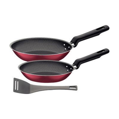 Jogo De Frigideiras Tramontina Loreto 3 Peças Vermelho Antiaderente Starflon Max