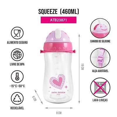 Kit Lancheira Térmica, Pote Marmita 400ml E Garrafa 460ml Infantil Piccolino Pink