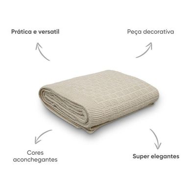 Manta Decorativa Para Sofá Tricot Golden 1,20m X 1,50m 100% Algodão Natural