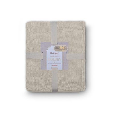 Manta Decorativa Para Sofá Tricot Golden 1,20m X 1,50m 100% Algodão Natural