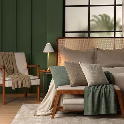 Manta Decorativa Para Sofá Tricot Golden 1,20m X 1,50m 100% Algodão Natural