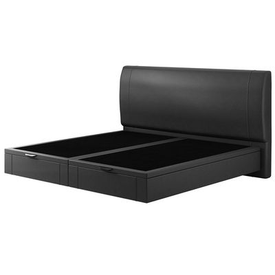 Cama King Baú Flutuante Com Cabeceira 195cm Spazio S04 Couríssimo Preto - Lyam Decor