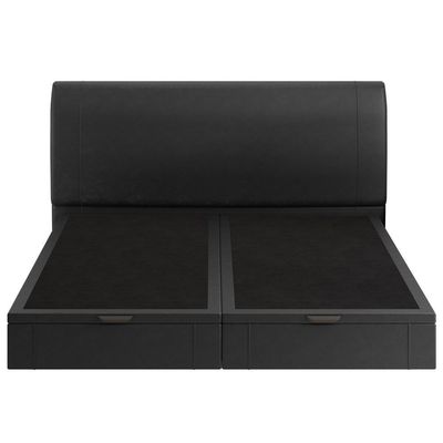 Cama King Baú Flutuante Com Cabeceira 195cm Spazio S04 Couríssimo Preto - Lyam Decor