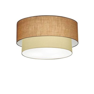 Plafon Duplo Cilíndrico Vivare Md-3062 Cúpula Em Tecido 45x40cm - Bivolt Palha-bege 127/220v