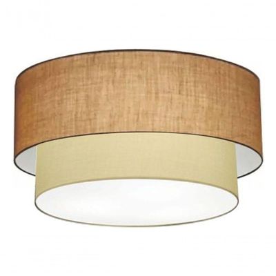Plafon Duplo Cilíndrico Vivare Md-3062 Cúpula Em Tecido 45x40cm - Bivolt Palha-bege 127/220v