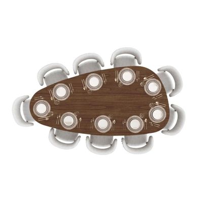 Mesa De Jantar Orgânica Breeze 2,40 X 1,20m 9 Lugares Lâmina Natural De Madeira Castanho