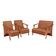 Conjunto Venus Braços Em Madeira Maciça 1 Namoradeira 2 Poltronas Suede Unidecor Terracota