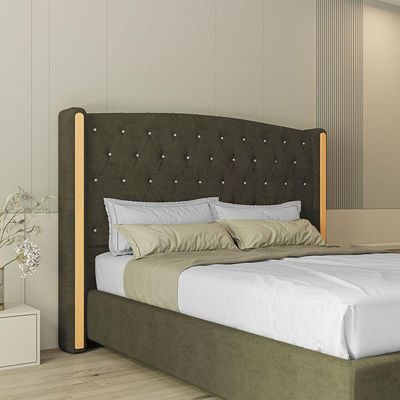 Cabeceira Estofada Queen 160 Cm Zirconio Veludo Marrom