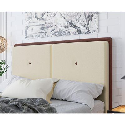 Cabeceira Estofada Casal 140 Cm Coral Linho Creme