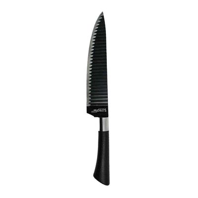 Jogo De Facas 6 Peças Com Tesoura Aço Inox Preto Cozinha