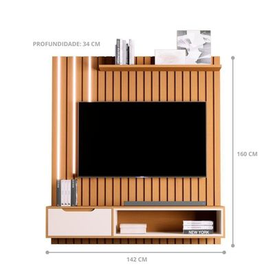 Painel Ripado Para Tv 58 Polegadas Autumn Nature Off White