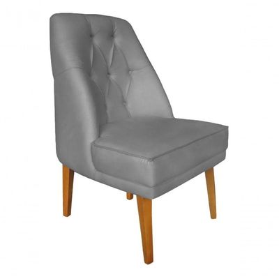 Cadeira Para Sala De Jantar Escritório Estofada Berlim Retro Suede Prata Eli Móveis E Decoração