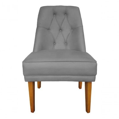 Cadeira Para Sala De Jantar Escritório Estofada Berlim Retro Suede Prata Eli Móveis E Decoração