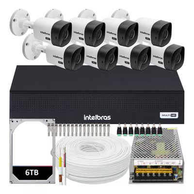Kit Cftv 8 Cameras Segurança Intelbras Residencial Hd 6 tera