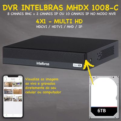 Kit Cftv 8 Cameras Segurança Intelbras Residencial Hd 6 tera