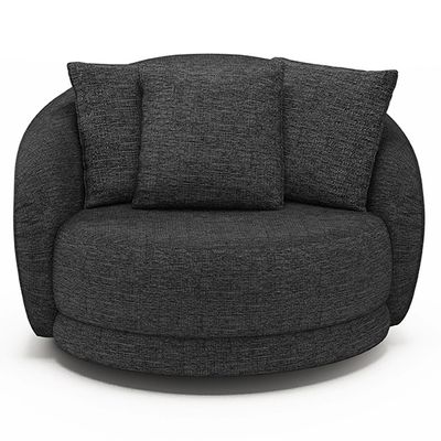 Poltrona Decorativa Base Giratória Galáxia com Almofadas Linho Chumbo G45 - Gran Belo