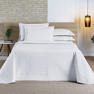 Cobre Leito Colcha Padrão Milano 3 Peças Branco - 100% Poliéster