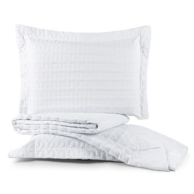 Cobre Leito Colcha Padrão Milano 3 Peças Branco - 100% Poliéster