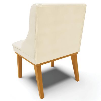 Kit 6 Cadeiras Decorativas Sala de Jantar Base Fixa de Madeira Firenze Veludo Bege/Castanho G19 - Gran Belo
