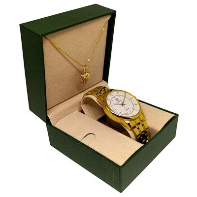 Relógio Tuguir Feminino Ref: Tg30248 Casual Dourado + Semijoia