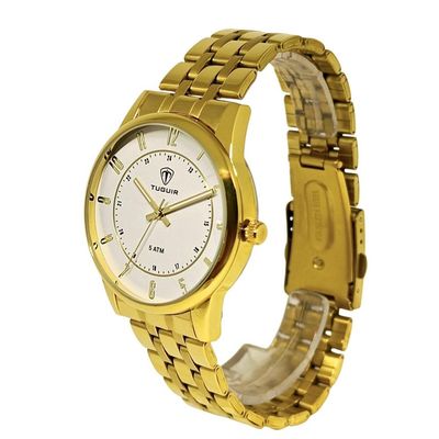 Relógio Tuguir Feminino Ref: Tg30248 Casual Dourado + Semijoia