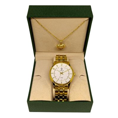 Relógio Tuguir Feminino Ref: Tg30248 Casual Dourado + Semijoia
