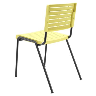 Kit 02 Cadeiras Empilhável Fixa Escritório Multiuso Base Preta Kimi P03 Amarelo - Lyam Decor