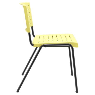 Kit 02 Cadeiras Empilhável Fixa Escritório Multiuso Base Preta Kimi P03 Amarelo - Lyam Decor