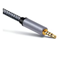 Cabo Auxiliar P2 Premium Trançado  Resistente com Pontas Banhadas a Ouro – 1 Metro
