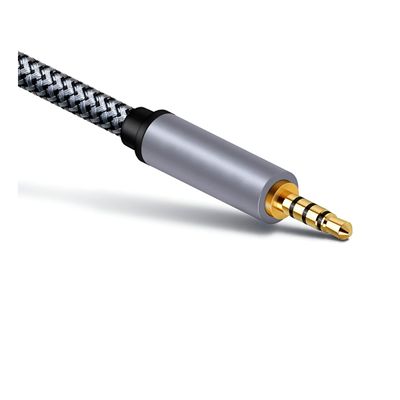 Cabo Auxiliar P2 Premium Trançado  Resistente com Pontas Banhadas a Ouro – 1 Metro
