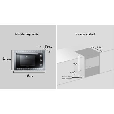 Forno De Embutir Elétrico 44L Com Grill Atlas UTopStyle 127V