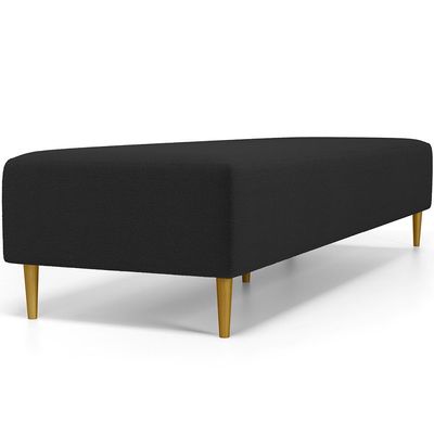 Kit 02 Puffs Decorativo Sala de Estar Bali W01 Pés Palito 190x60cm Bouclê Preto - Lyam Decor